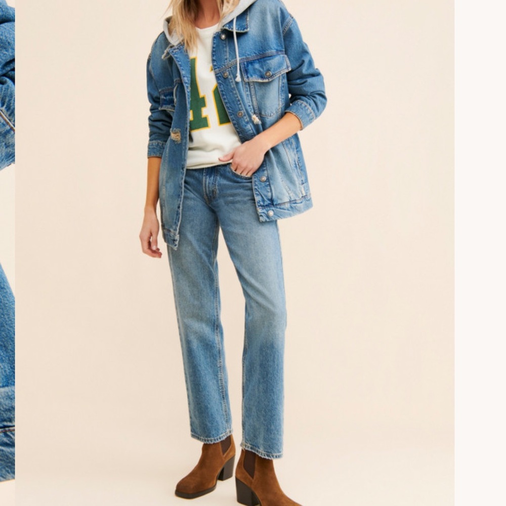 We The Free Flawless Oversized Hooded Denim Jacket